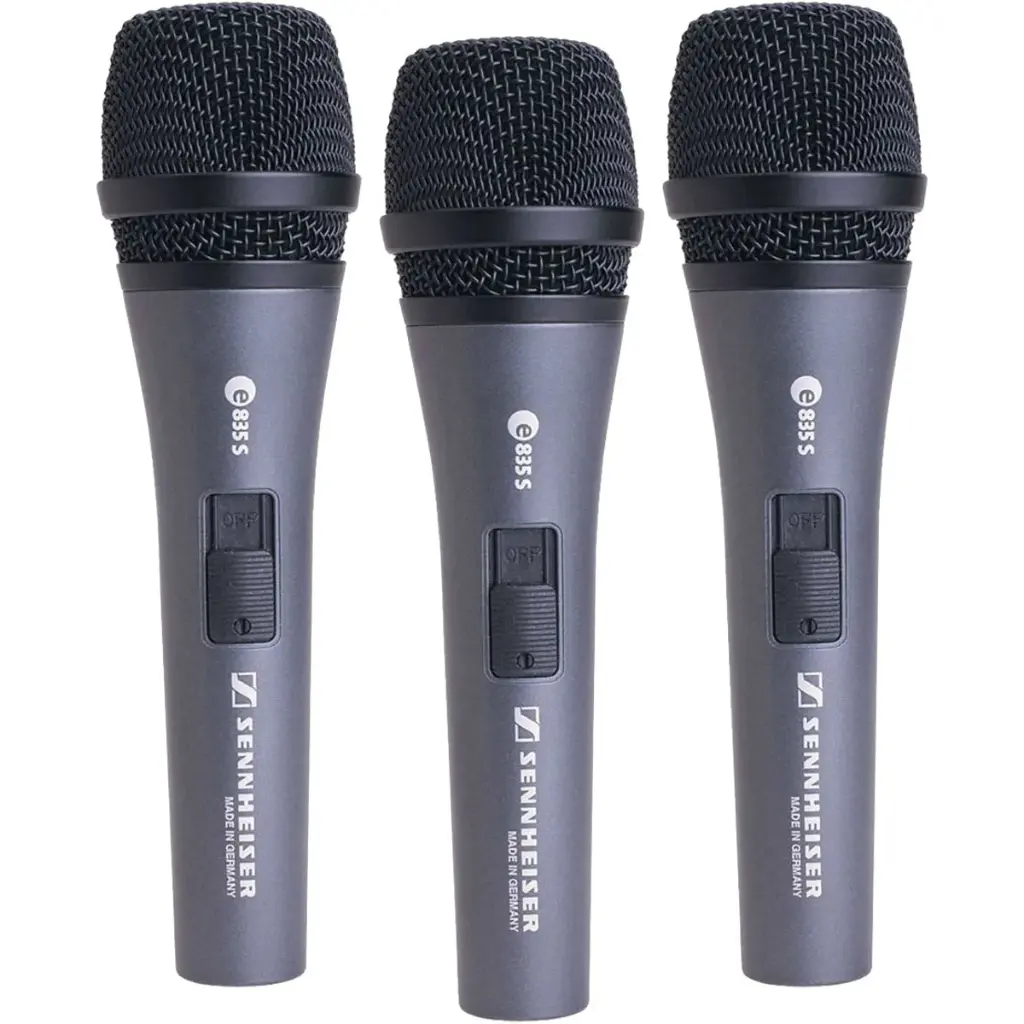 Sennheiser E 835-S Handheld Dynamic Cardioid Microphone with Noiseless On/Off Switch, (3-Pack) SKU# 507359