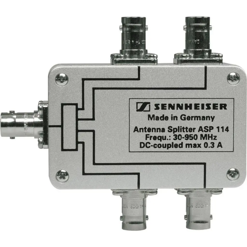 Sennheiser ASP114 Four-Way Passive Antenna Splitter, 2 Needed to Join 4 Receivers, 30-950MHz Frequency Range SKU# 003423