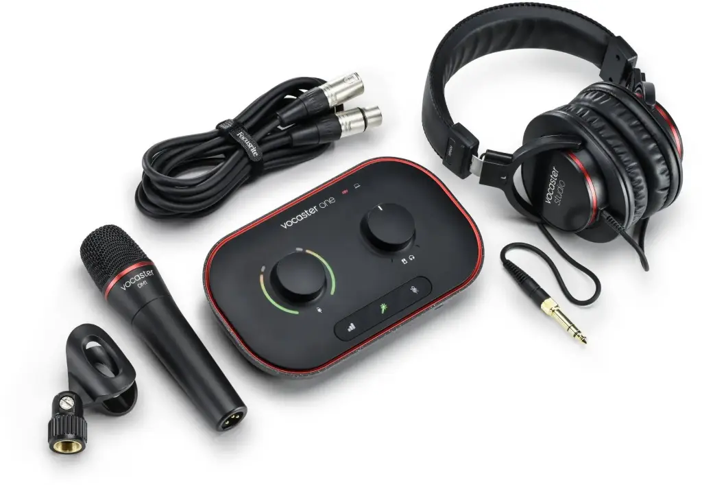 Focusrite Vocaster One Studio Essential Podcasting Kit Interface, Microphone, and Headphones Kit SKU# VOCASTER ONE STUDIO