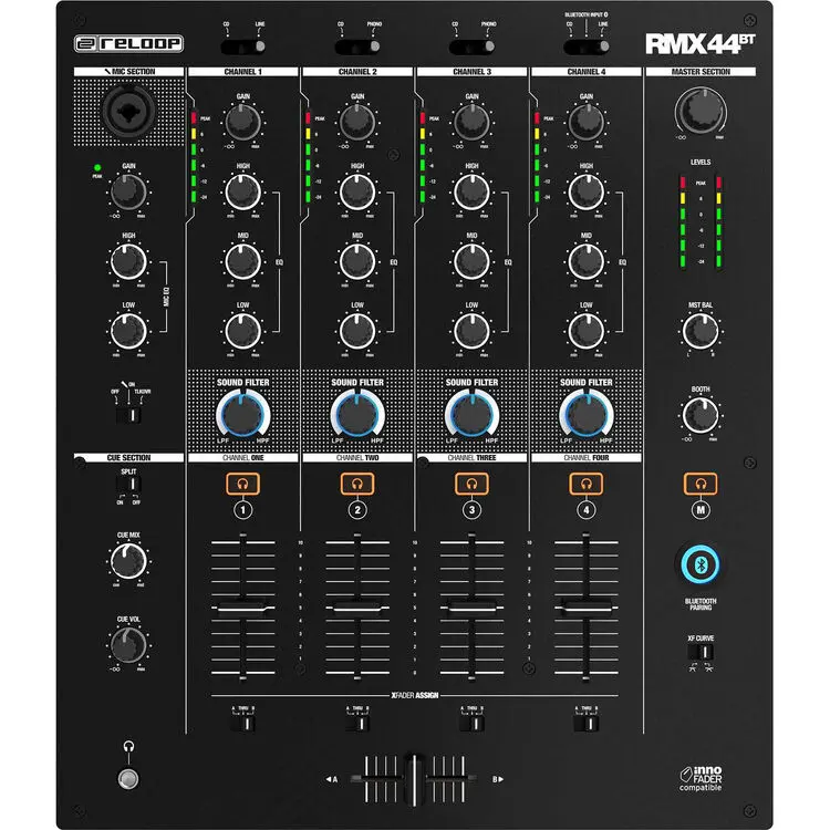 Reloop RMX-44BT 4-Channel Bluetooth DJ Club Mixer SKU# RMX-44BT