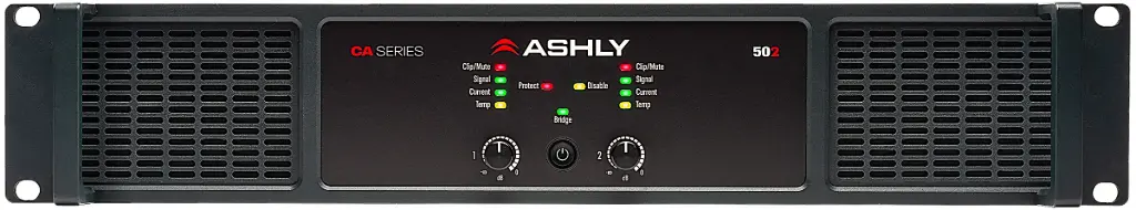 Ashly CA-502 Power Amplifier: 2 x 500W/4 Ohms, 250W/8 Ohms, 1000W Bridged 70V SKU# CA-502