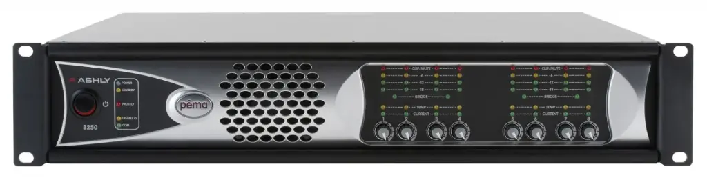 Ashly PEMA-8250 8 Channel Power Amplifier 8 x 250W @ 4 ohms with Protea DSP SKU# PEMA-8250 