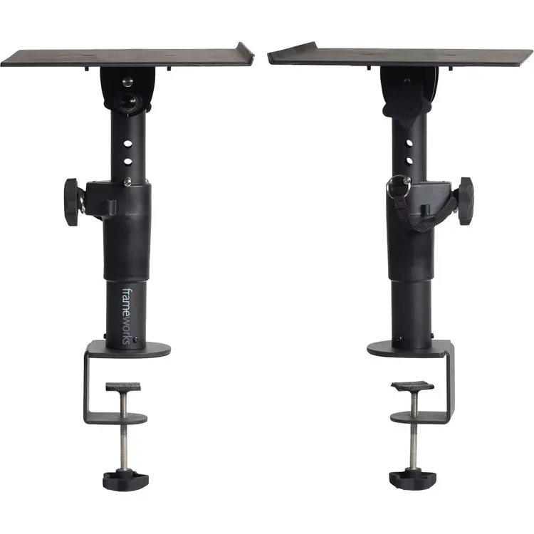 Gator Frameworks GFW-SPK-STMNDSK-CMP Desktop Studio Monitor Clamp-On Stands (Pair) SKU# GFW-SPK-STMNDSK-CMP 