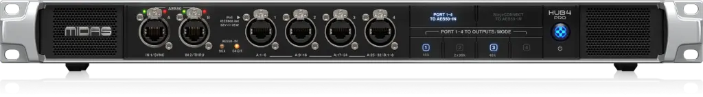 Midas HUB4 PRO Monitor System Hub with 4 PoE Ports for Personal Mixers or Compatible Stage Boxes SKU# MIDAS-HUB4 PRO