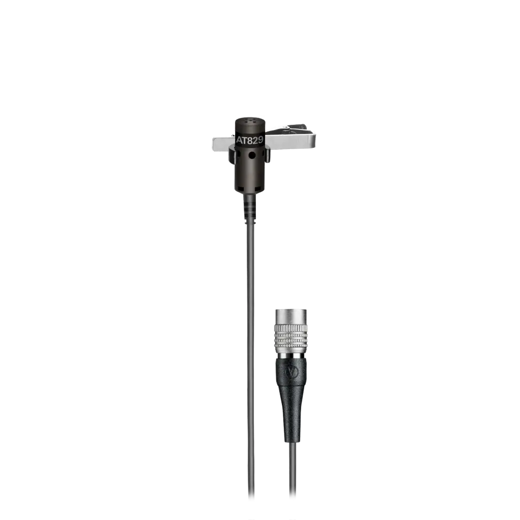 Audio-Technica Professional AT829cW Cardioid Lavalier Condenser Microphone (Black, Locking 4-Pin Hirose Connector) SKU# AT829cW 