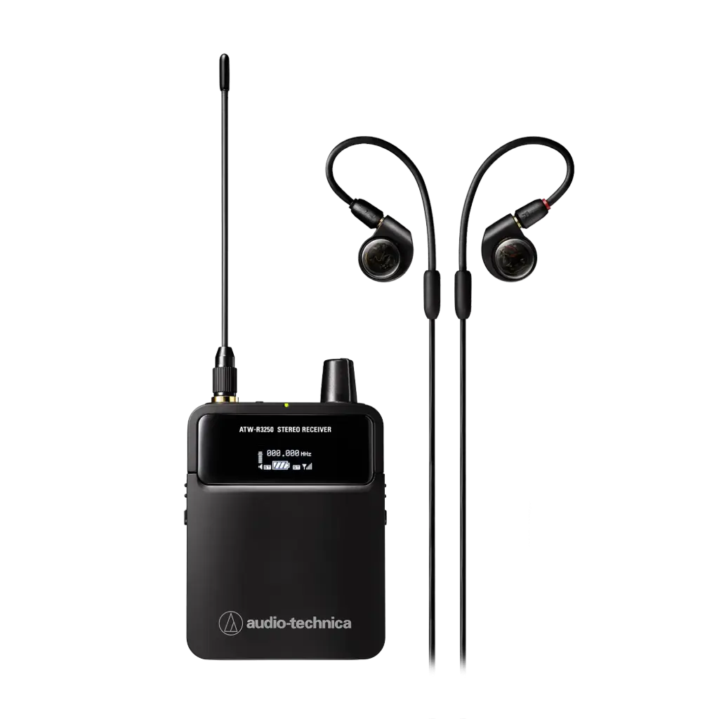 Audio-Technica Professional ATW-3250DF2 Wireless Stereo Bodypack Receiver with ATH-E40 Earphones (DF2: 470 to 607 MHz) SKU# ATW-R3250DF2 