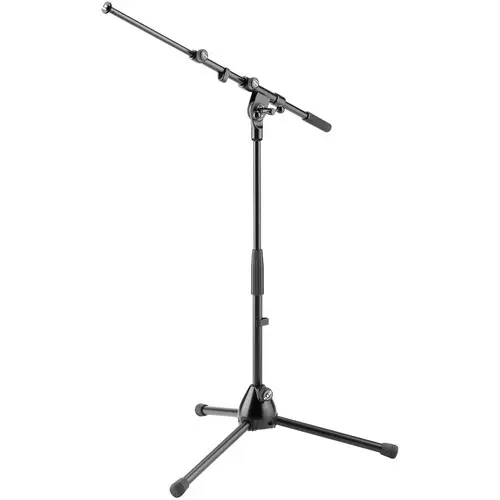 K&M 259-Black Low Tripod Microphone Stand with Boom Arm SKU# 259-BLACK