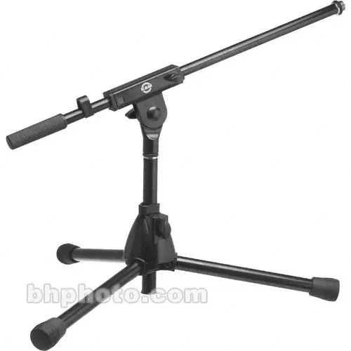 K&M 259/1-Black Extra Low Microphone Stand with Boom Arm SKU# 259/1-BLACK