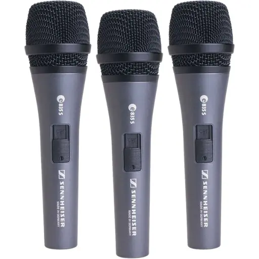 Sennheiser E 835-S Handheld Dynamic Cardioid Microphone with Noiseless On/Off Switch, (3-Pack) SKU# 507359