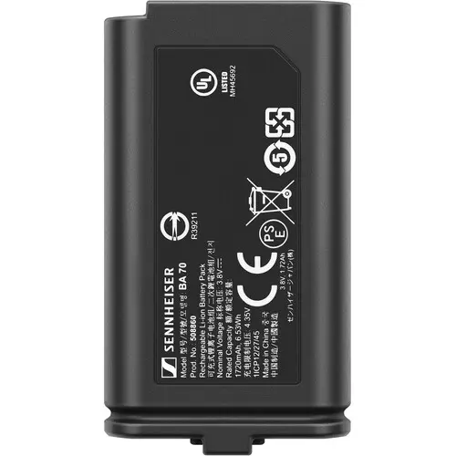Sennheiser BA 70 Rechargeable Battery Pack for EW-D Bodypack and Handheld Transmitters SKU# 508860 