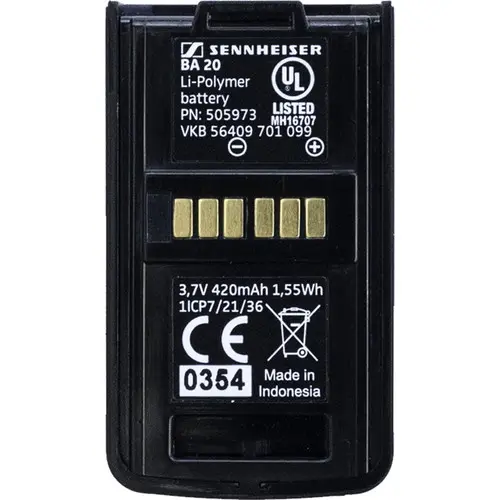 Sennheiser BA 20 Recharging Battery Pack for AVX EKP SKU# 505973
