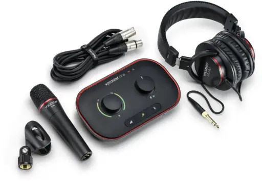 Focusrite Vocaster One Studio Essential Podcasting Kit Interface, Microphone, and Headphones Kit SKU# VOCASTER ONE STUDIO