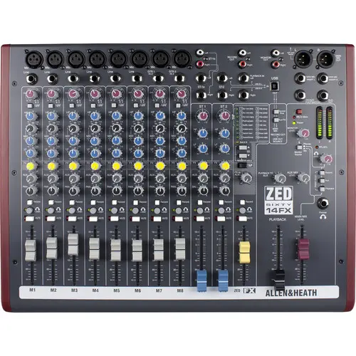 Allen & Heath ZED60-14FX Multipurpose USB Mixer With FX SKU# ZED60-14FX