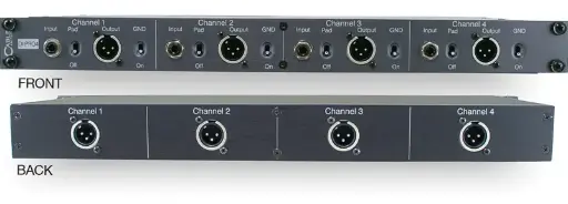 D.I. Boxes DI-PRO 4 Four Channel Passive Rack Mount Direct Box SKU# DI-PRO 4